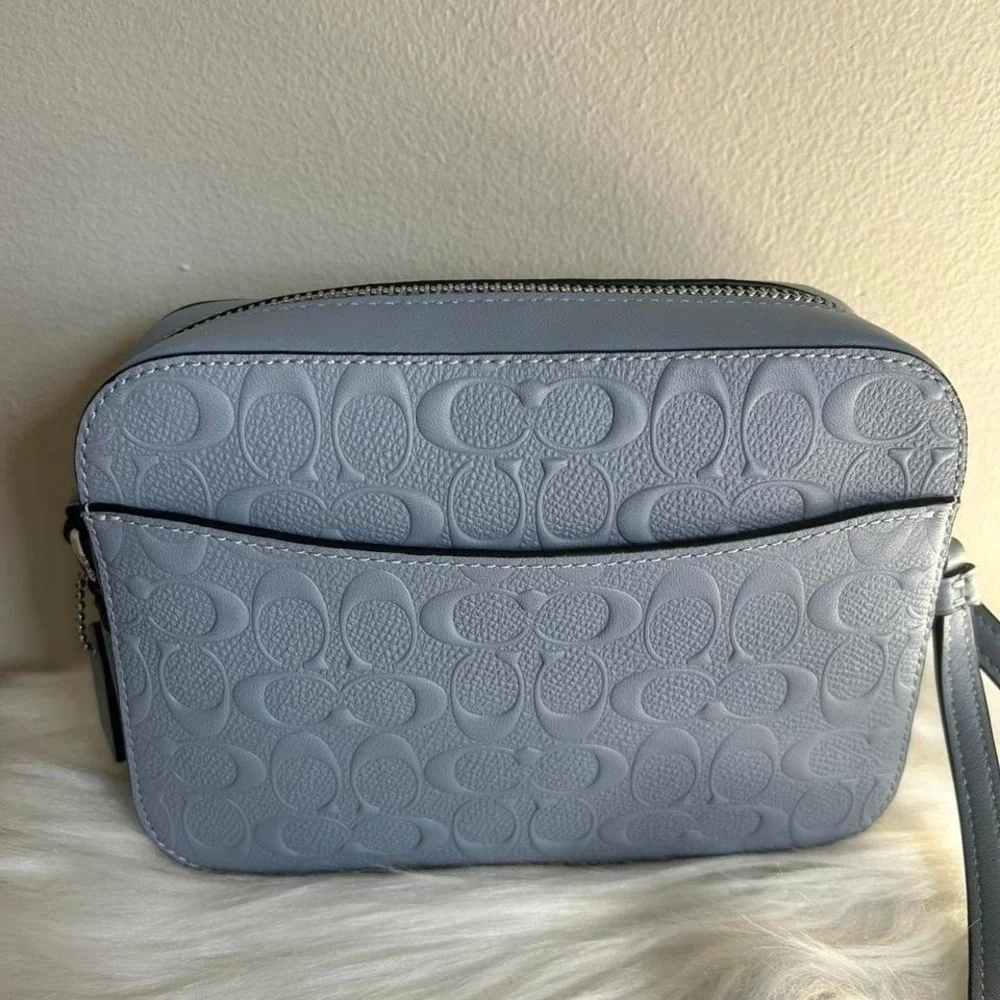 Coach Mini‎ Camera Bag Twilight Blue Pebbled Leather Crossbody NEW